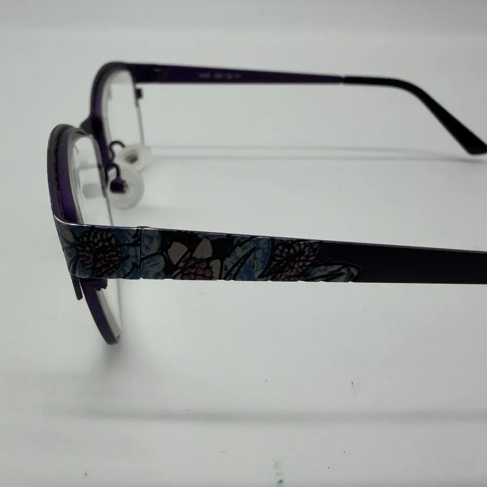 Cafe Lunettes CAFE3297 C2 Womens Purple Eyeglasses Floral Metal Frames Only 52mm